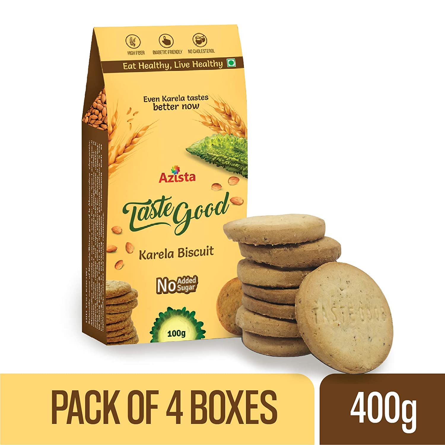 AcAtAs （Buy Azista Taste Good Karela Biscuits Pack of 04
